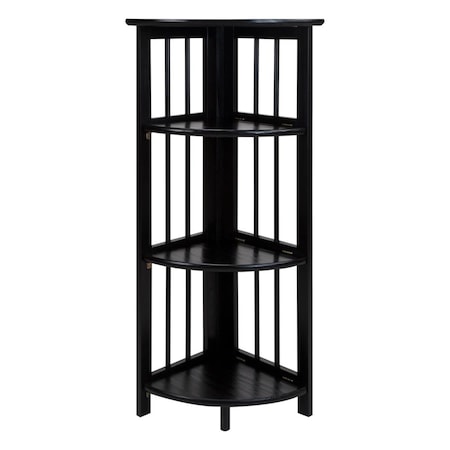 Betterbeds 4-Shelf Corner Folding Bookcase, Black BE2691199